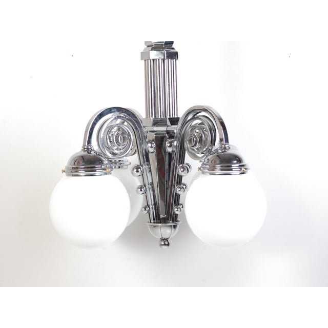 Silver Cubist Chrome Chandelier, Czechoslovakia, 1920s For Sale - Image 8 of 18