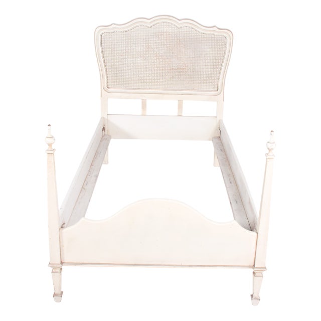 Vintage French White Painted Single Bed, 1920 For Sale