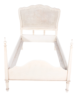 Vintage French White Painted Single Bed, 1920