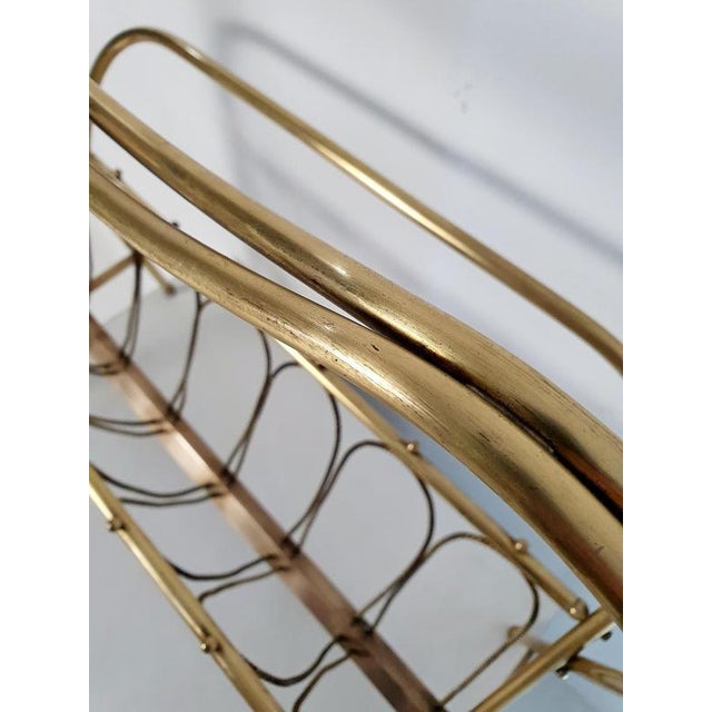 Gold Midcentury Brass Magazine Rack, Italy, 1970s For Sale - Image 8 of 10