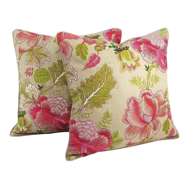 Manuel Canovas Sara Rose Indien Backed Linen Self Welt Pillow