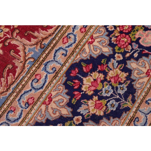 Textile Shabby Chic Persian Kashan Pink/Blue Wool Rug - 9'10'' X 12'5'' For Sale - Image 7 of 10