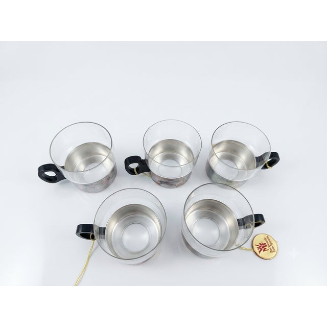 1960s Mid-Century Modern German Tea Cups with Stainless Steel Holders by WMF, 1960s, Set of 5 For Sale - Image 5 of 6