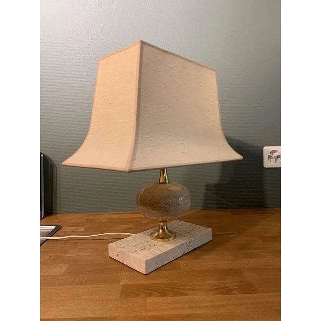 Mid-Century Modern Travertin Lamps in the style of Boulanger, 1960s, Set of 2 For Sale - Image 3 of 13