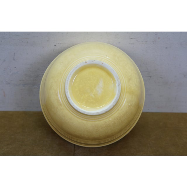 Antique American Yellowware Banded Beehive Mixing Bowl Rolled Rim Stoneware For Sale - Image 10 of 15