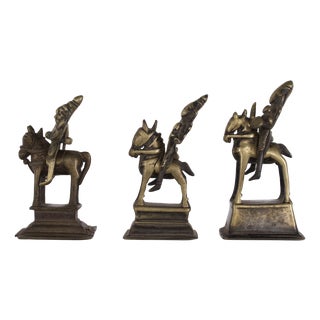 18th Century Bronze Statues of Knights, West India, Set of 3 For Sale
