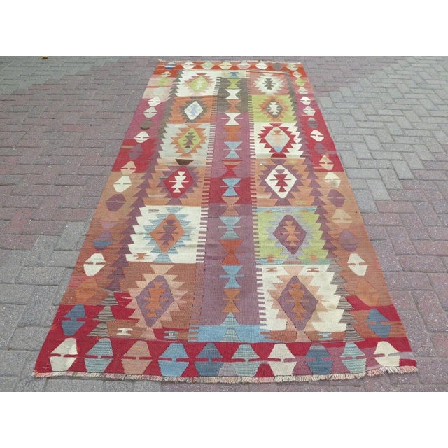 1960's Vintage Handmade Kilim Rug - 54" X 119" For Sale - Image 10 of 10
