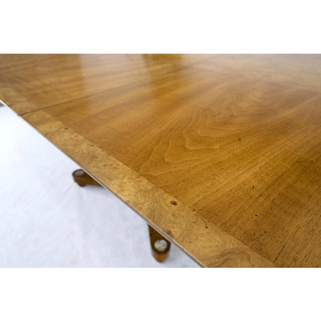 John Widdicomb Round Clove Shape Burl Walnut Dining Conference Table w/ 3 Extension Leaves For Sale - Image 4 of 13