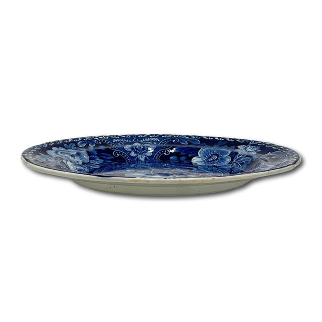 Stunning & Rare Antique Original Set of 3 Dark Flow Blue English Staffordshire 10 Inch Dinner Plates Circa 1830s For Sale - Image 11 of 18