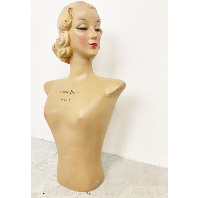 Plaster bust/mannequin which served an advertising purpose for new lingerie collections. It is in very good condition for...