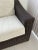 Contemporary Vintage Brown Weaved Couch With White Cushions For Sale - Image 3 of 10