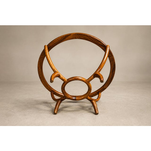 Round Coffee Table in Caviúna Wood & Glass by Giuseppe Scapinelli, Brazil, 1950s For Sale - Image 10 of 18