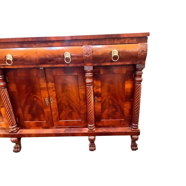 Amazing American Empire 19th century flame mahogany server. This spectacular piece is in near perfect condition. It does...