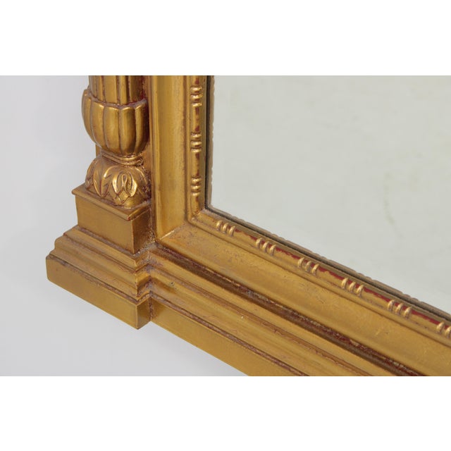 Glass Pair Neoclassical Style Gold Leaf Finish Mirrors For Sale - Image 7 of 14