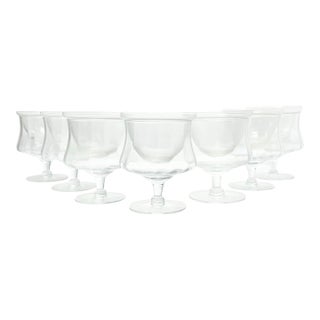 1950s Cambridge Glass “Corinth” 7 Optic Ice Dish Seafood Cocktail Glasses & Liners For Sale