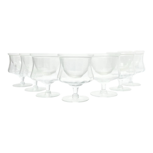 1950s Cambridge Glass “Corinth” 7 Optic Ice Dish Seafood Cocktail Glasses & Liners