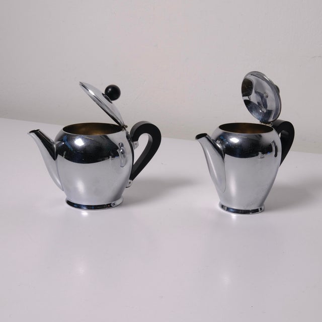 Bombè Coffee Maker and Milk Jug by Alfra Alessi, Italy, 1940s, Set of 3 For Sale - Image 3 of 12