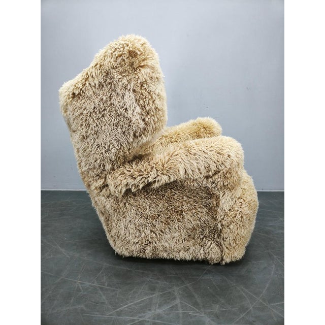 Art Deco Wingback Lounge Chair in Honey Skandilock Sheepskin, 1930s For Sale - Image 4 of 10