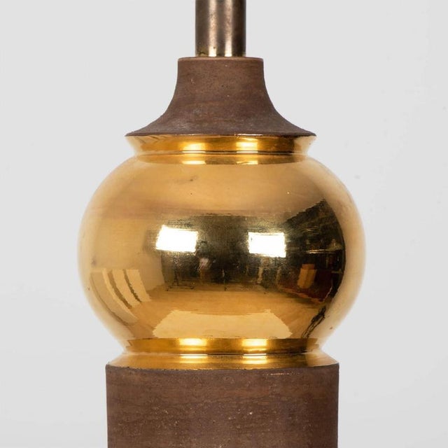 Gold Warm Tones Table Lamps attributed to R. Houben, 1970 For Sale - Image 13 of 16