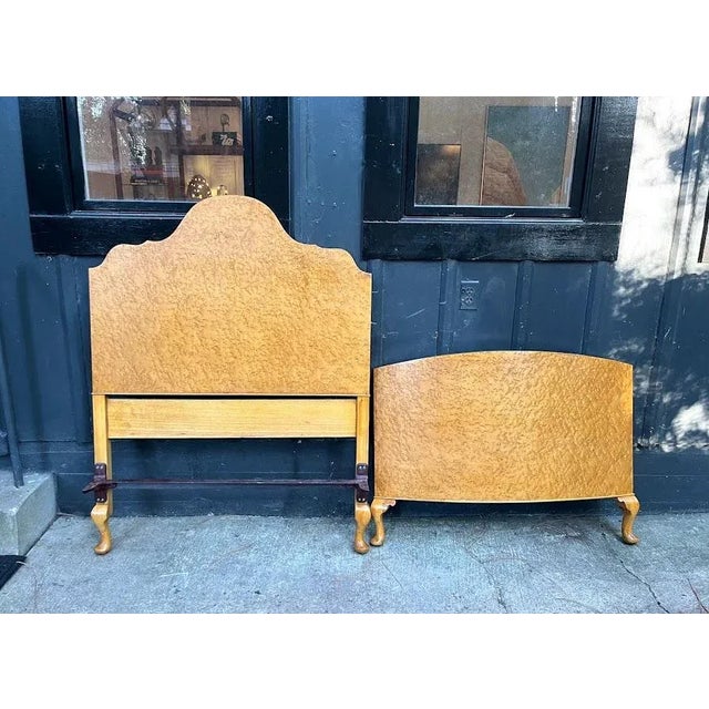 Art Deco 1920s Art Deco Burlwood Twin Headboard & Footboard For Sale - Image 3 of 6