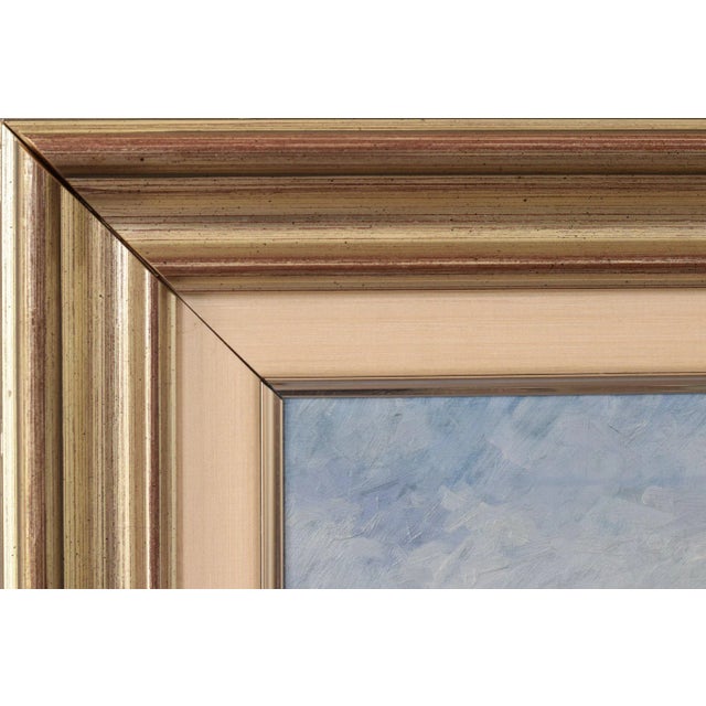 Blue Vicente Gomez Fuste, Post Impressionist Village and Mountains, Mid-20th Century, Oil on Canvas For Sale - Image 8 of 13