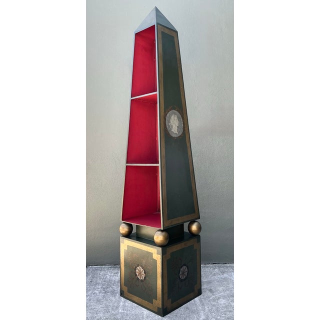 Wood Vintage Italian Renzo Mongiardino Hand Painted Tole Etagere For Sale - Image 7 of 12