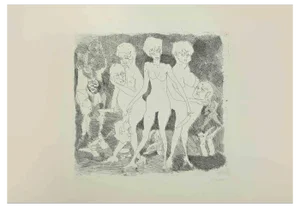 Mino Maccari, Figures, Drypoint, Mid-20th Century