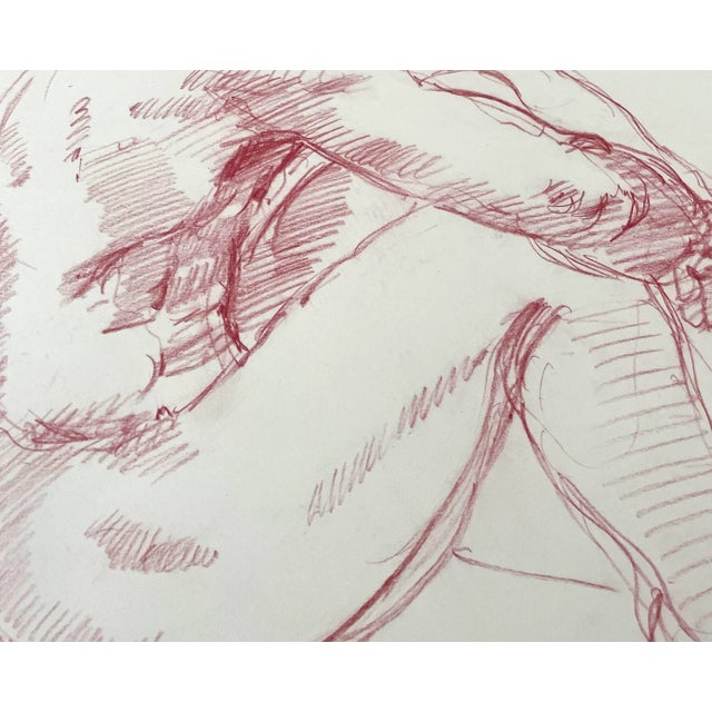 A wonderful Richard Taddei red pencil drawing on paper signed and dated.