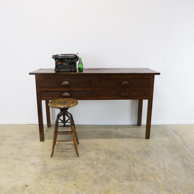 Vintage Industrial Jeweler's Bench Work Table For Sale - Image 6 of 15