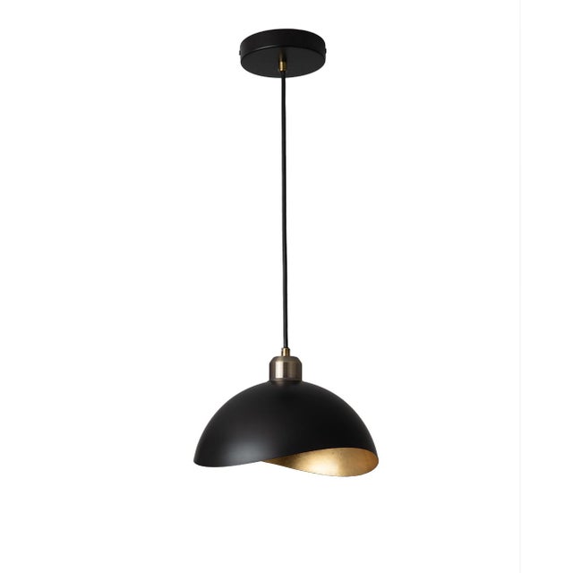 Mid-Century Modern 1970s Luna Bella Pendant Light Small - Matte Black, Weathered Brass For Sale - Image 3 of 10