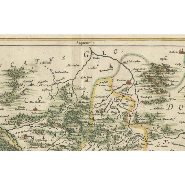 Circa 1659 Johannes Blaeu Map: Ducatus Silesiae Ligniciensis, Legnica Region This hand-colored map from circa 1659 by...