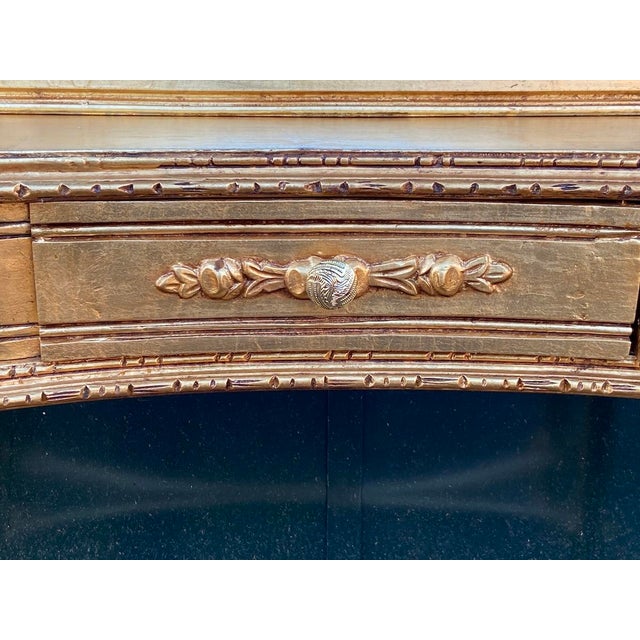 1940s French Louis XVI Gold Beech Vanity & Mirror Set | Hand-Carved Elegance For Sale - Image 10 of 12