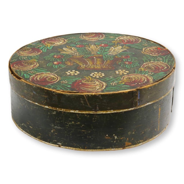 Antique Americana hand-painted wedding box. With about 200 years of use, the box has old repairs and is somewhat fragile....