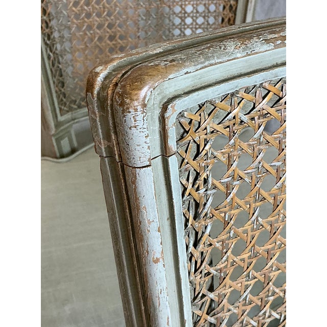 1980s Set of 5 French Louis XVI Style Caned Dining Chairs in Distressed Finish For Sale - Image 15 of 18