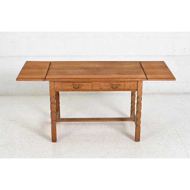 Mid 20th Century Kjaernulf Style Danish Oak Extending Side Table For Sale In New York - Image 6 of 14