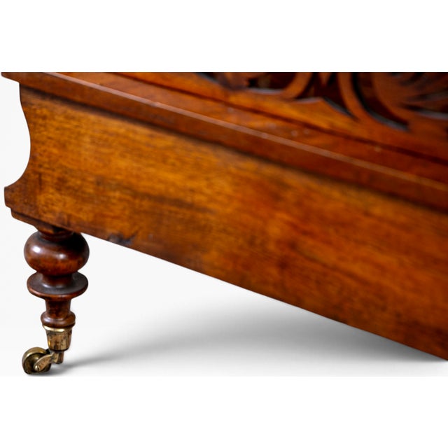 Antique English Victorian Pierced Burl Walnut Music Canterbury For Sale - Image 10 of 11