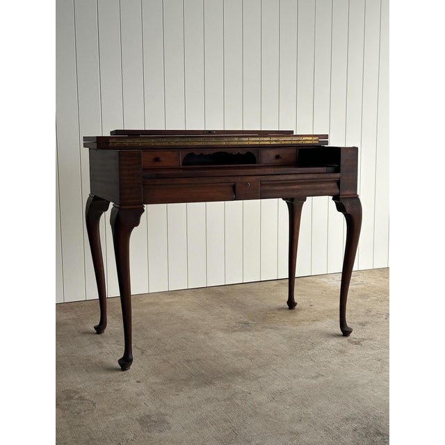 Early 20th Century Antique Early 20th Century Queen-Anne Style Mahogany Writing Desk For Sale - Image 5 of 16