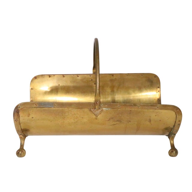 Vintage Brass Fireplace Log Holder For Sale In New York - Image 6 of 10
