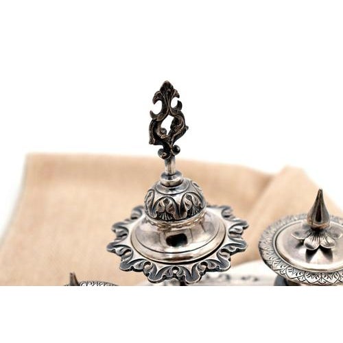 Silver Inkwell with Two Tanks and Bell For Sale - Image 3 of 8