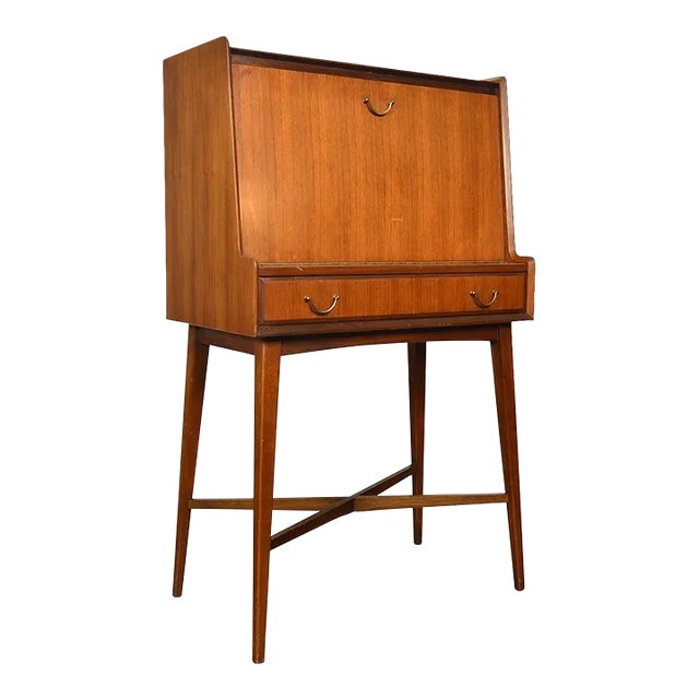 1950s English Modern Tall Mid Century Cocktail Cabinet For Sale