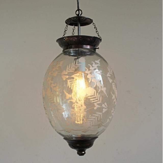 Indian Vintage Etched Egg Indian Pendant Light For Sale - Image 3 of 9