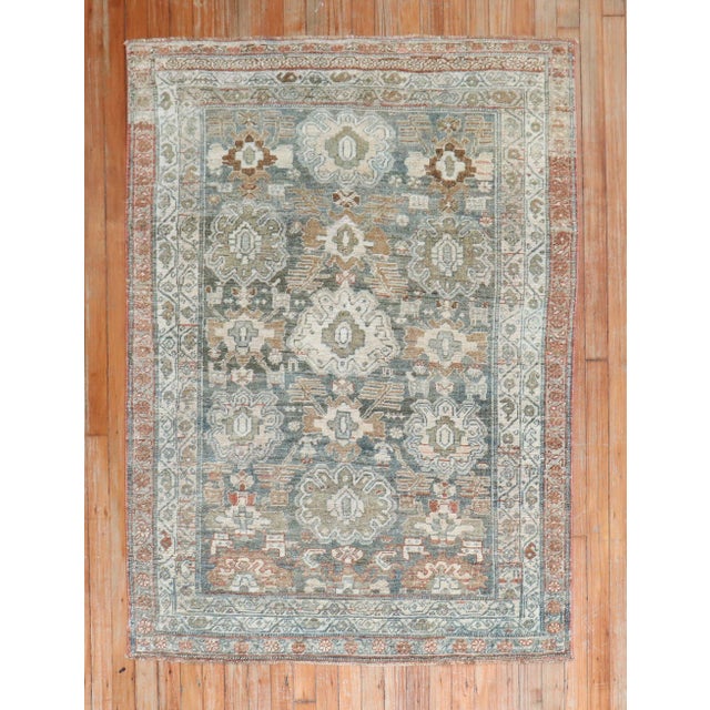 Textile Antique Zabihi Collection Green Persian Bidjar - 3'9" x 5' For Sale - Image 7 of 11