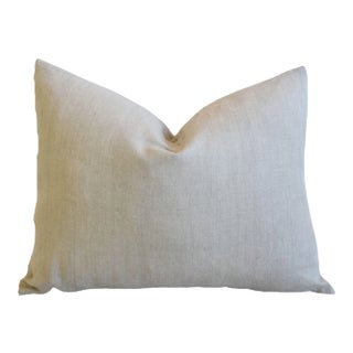 Belgian Taupe Neutral Linen Feather/Down Pillow 24" X 18" For Sale
