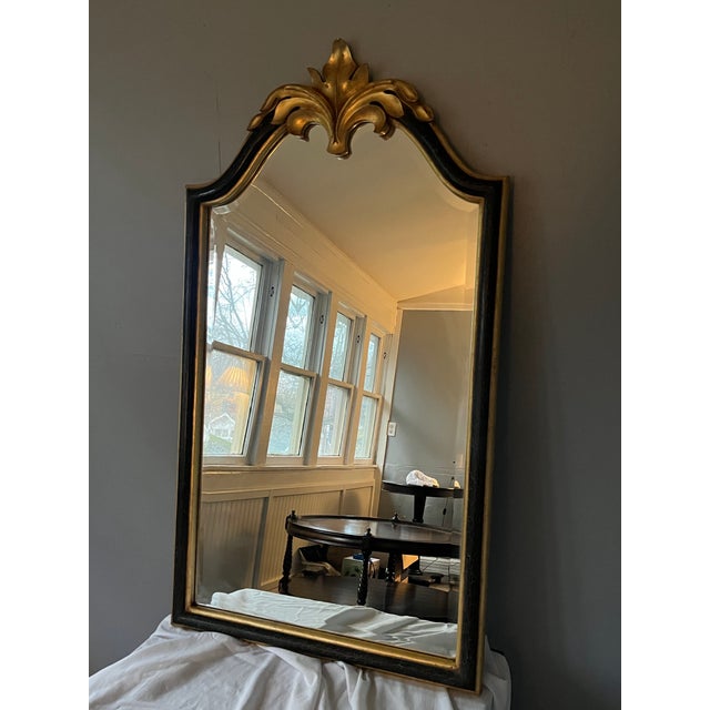 Hollywood Regency 1960s Hollywood Regency Architectural Giltwood Wall Mirror With Beveled Glass For Sale - Image 3 of 12