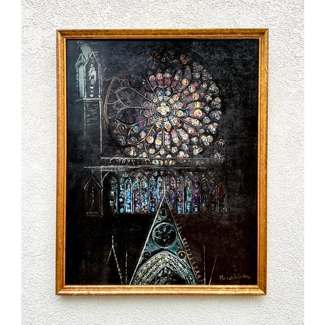 Black Vintage Strasbourg Cathedral Oil Painting, 1960, Oil Painting, Framed For Sale - Image 8 of 8