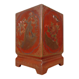 Chinese Red Lacquer Huaniao Rhomboid Bitong