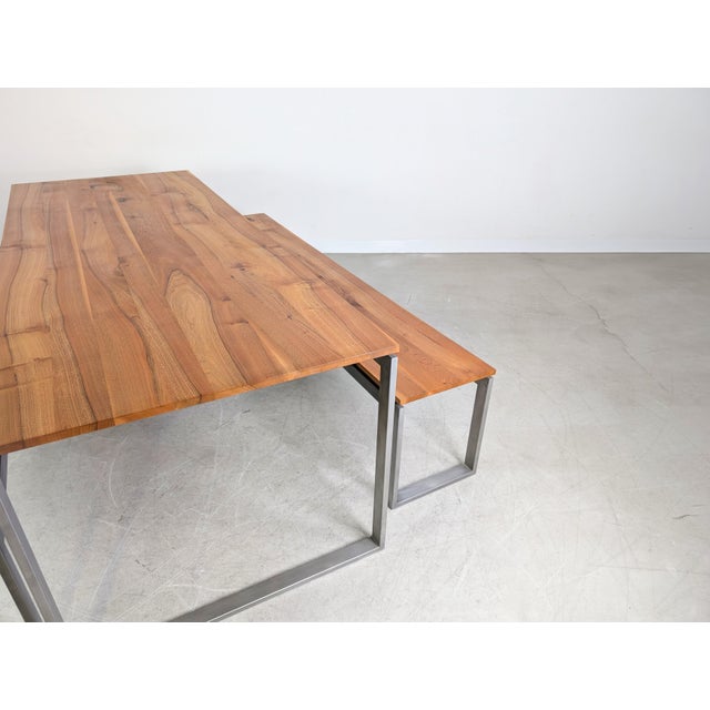 Industrial Dining Table and Benches, Set of 3 For Sale - Image 9 of 11