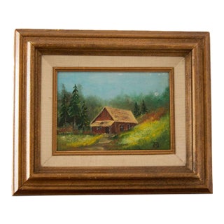 Late 20th Century Amateur Oil Painting of House For Sale