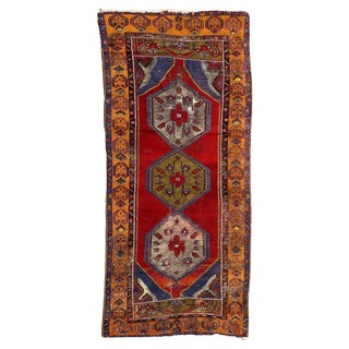 Vintage Turkish Distressed Rug, 1930s For Sale