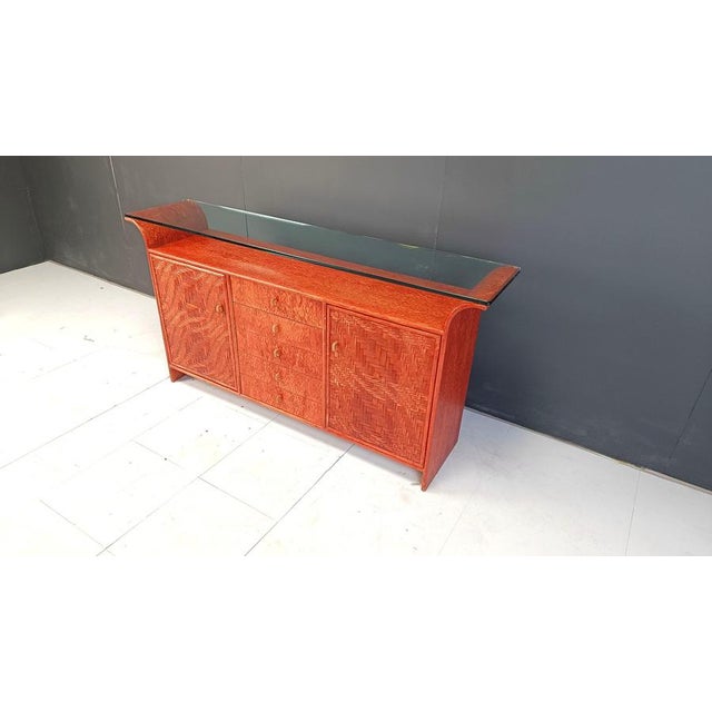 Brown Vintage Rattan Sideboard, 1970s For Sale - Image 8 of 9